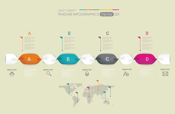 Time Line Design. Pode ser usado para layout de fluxo de trabalho, diagrama, entorpecido — Vetor de Stock