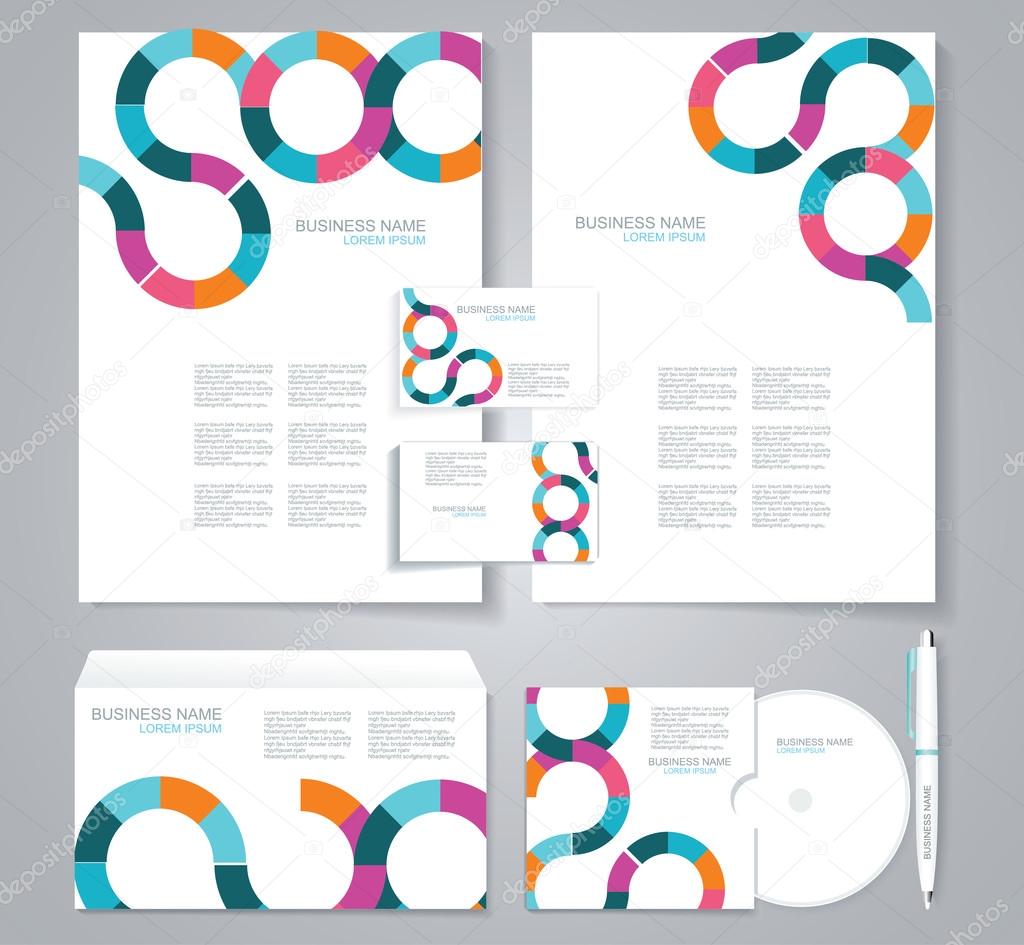 Corporate identity, business set design with abstract background