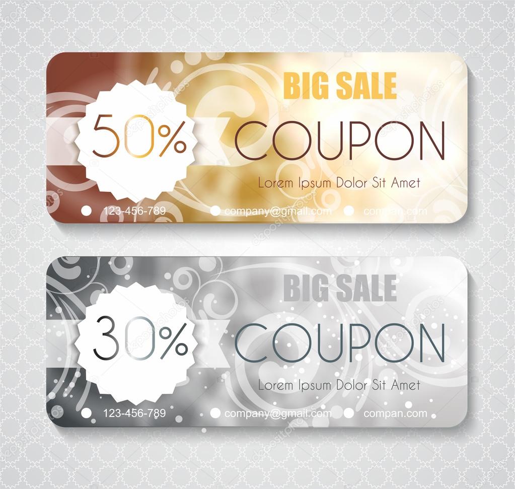 Discount coupon template with premium pattern 