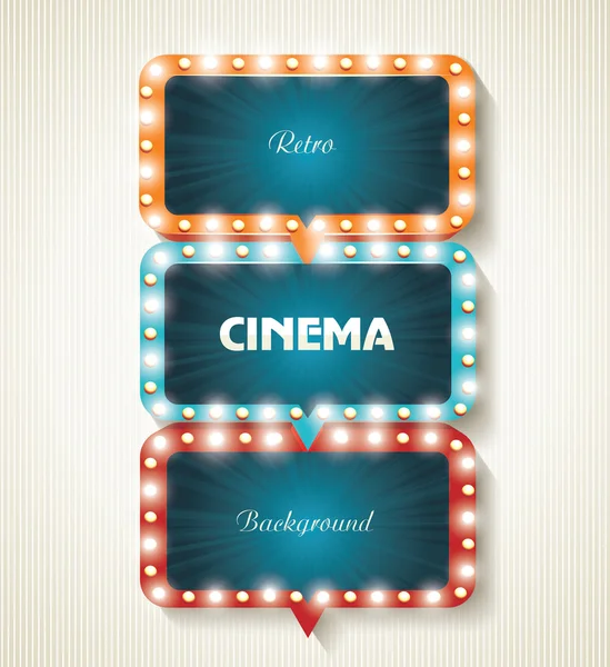 Cinema banners with light bulbs. Vector cinema background. — Stock Vector