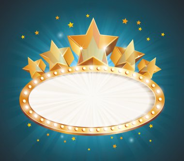 Ampullü eski sinema afişi. Vektör sinema arka planı.