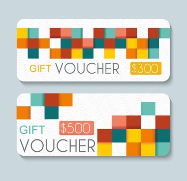 Hediye çeki şablon retro geometrik desenli