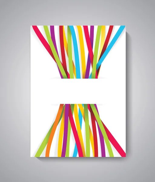 Folleto abstracto o diseño de folleto de revista con cintas de color — Vector de stock