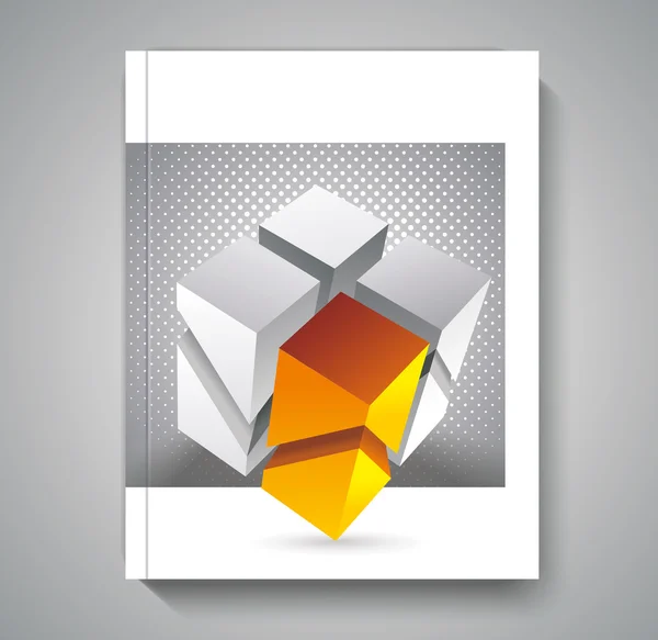 Vector Broschüre Template Design mit 3D-Würfelelementen. — Stockvektor