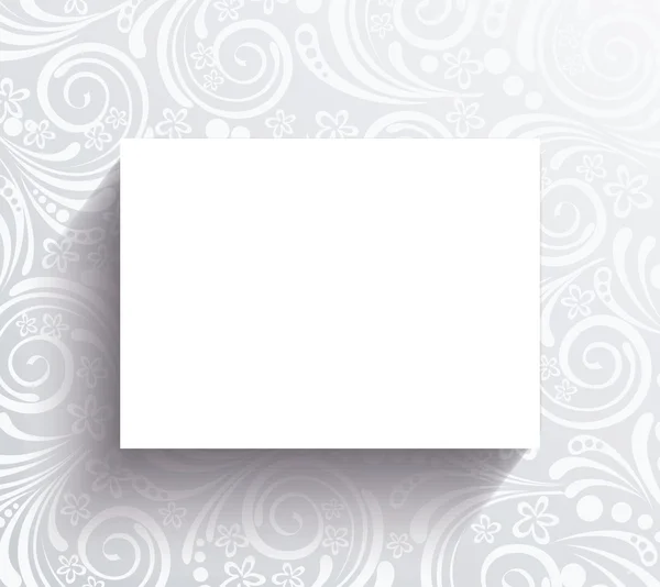 Banner blanco en la pared con patrón floral . — Vector de stock