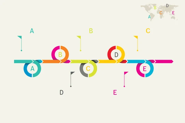 Progettazione della linea temporale. Può essere utilizzato per il layout del flusso di lavoro; diagramma; intorpidito — Vettoriale Stock