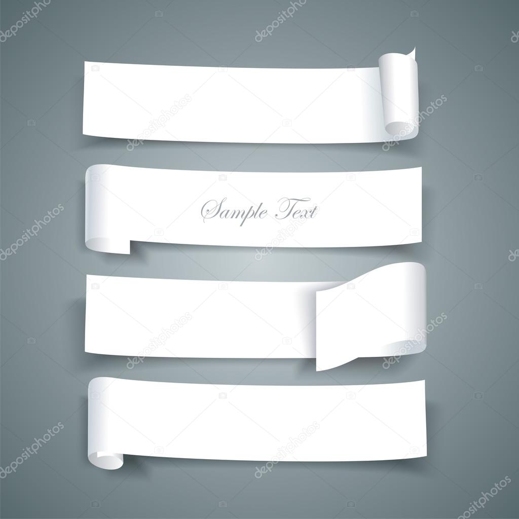 White paper roll ripped design collections, vector banners, pape