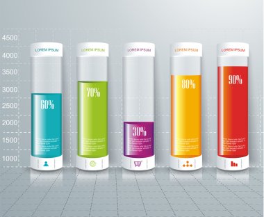 3D Infographic. Numara seçenekleri için iş akışı düzeni kullanılabilir,