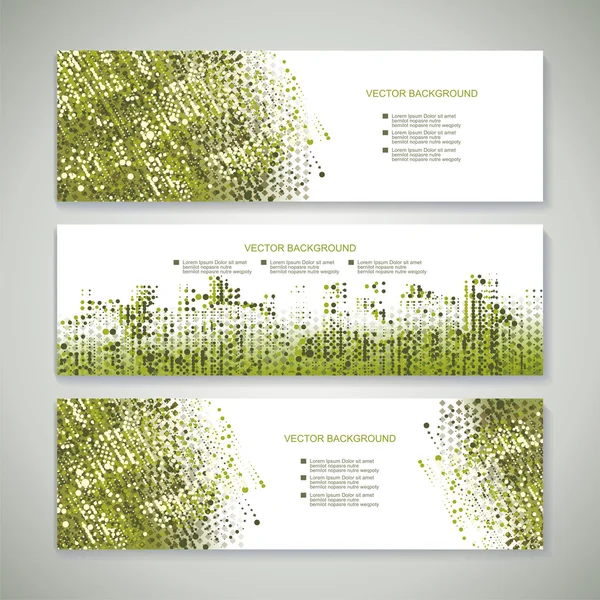 Banners, abstract headers with green abstract design. — Stock Vector