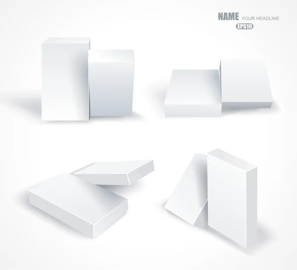 Conjunto de cajas blancas en blanco aisladas en blanco — Vector de stock