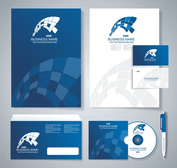 Classic stationery template design. Blue corporate identity temp — Stock Vector