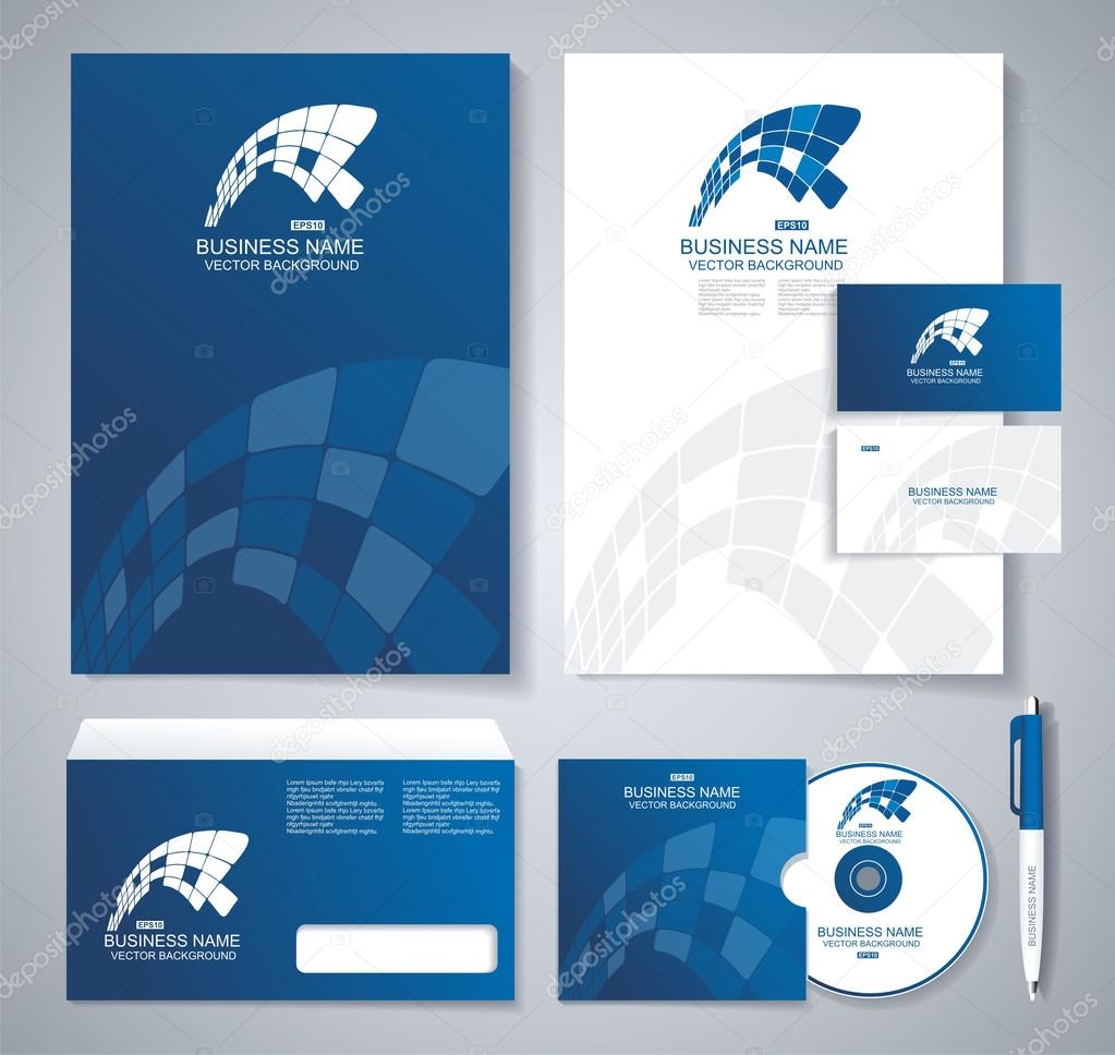 Classic stationery template design. Blue corporate identity temp