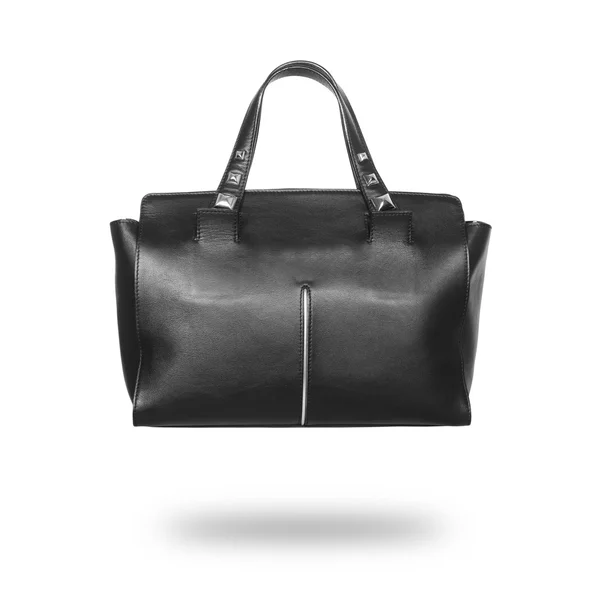 Black leather ladies handbag — Stock Photo, Image