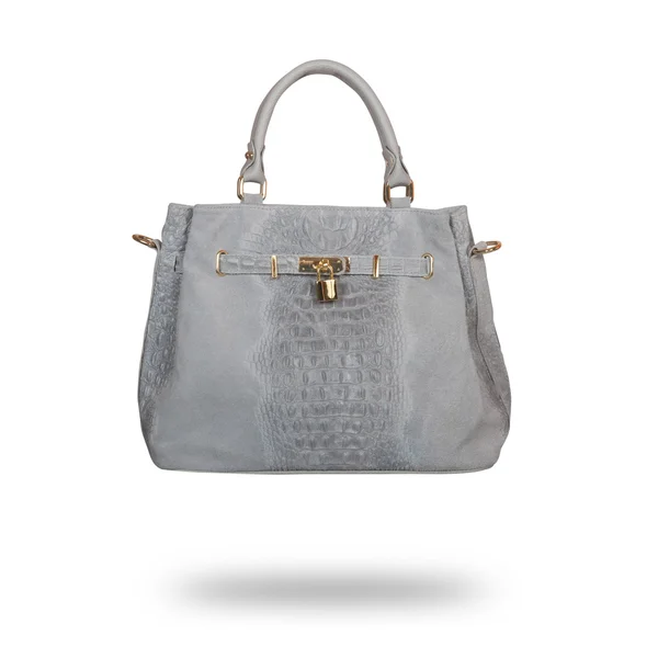 Damenhandtasche aus grauem Leder — Stockfoto