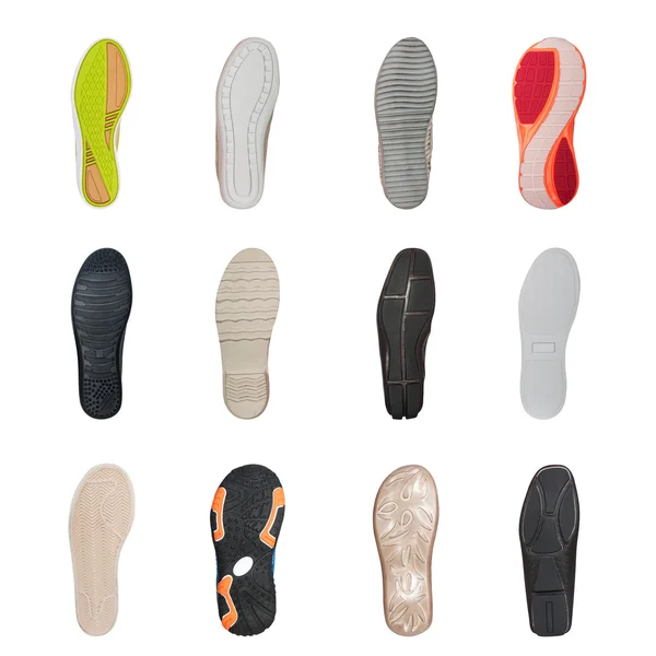 Conjunto de varias suelas de zapatos — Foto de Stock