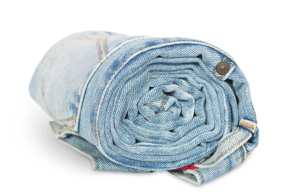 Jeans torsadés en rouleaux isolés — Photo