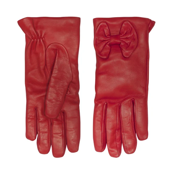 Guantes femeninos de cuero rojo aislados —  Fotos de Stock