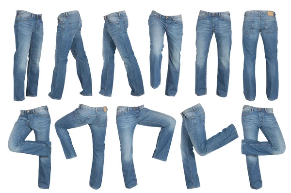 Set of blue male jeans isolated — Stock Photo, Image