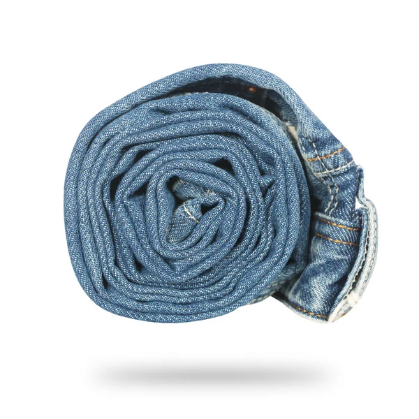 Jeans twisted in roll isolated — Stock Photo, Image