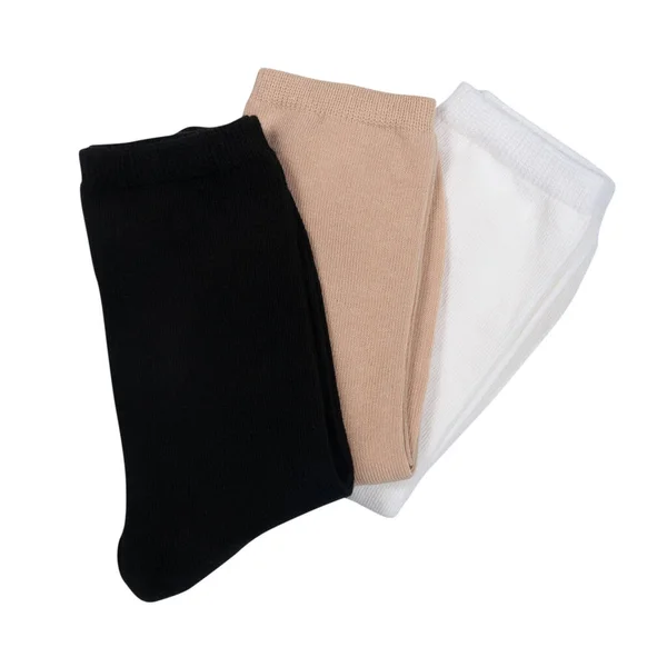 Drei Paar Weibliche Socken Isoliert Auf Weiß — Stockfoto
