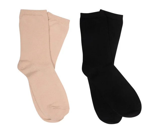 Dva Páry Samičích Ponožek Izolované Bílém — Stock fotografie