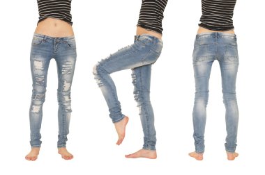 Kolaj kadın bacakları kot pantolon