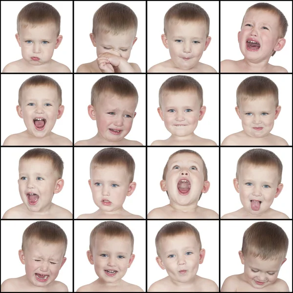 Diferentes emociones lindo niño — Foto de Stock