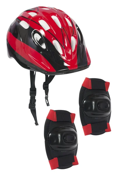 Bicycle helmet and knee pads — Stock Photo, Image