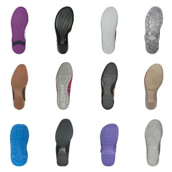 Conjunto de varias suelas de zapatos — Foto de Stock