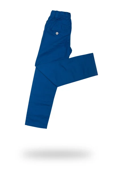 Niebieskie Spodnie dla dziecka na białym tle — Zdjęcie stockowe