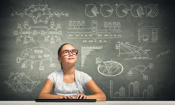 Little school genius — Stock Photo, Image