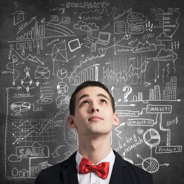 Yakışıklı düşünceli öğrenci adam