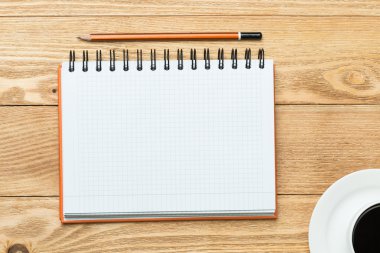 kahve ile boş not defteri