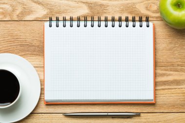 kahve ile boş not defteri