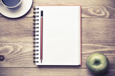 kahve ile boş not defteri