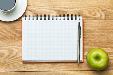 kahve ile boş not defteri