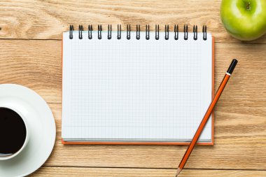 kahve ile boş not defteri