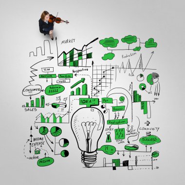 iş kadını oynayan keman