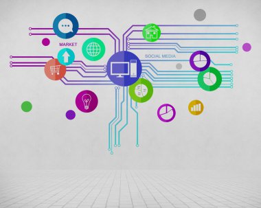 renkli uygulama simgeleri duvar