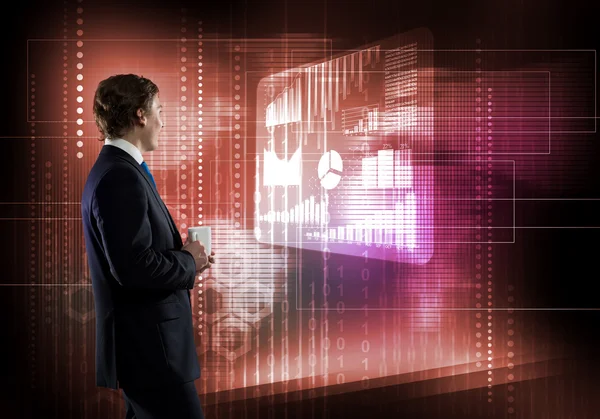 Businessman using virtual panel — Stock Photo, Image