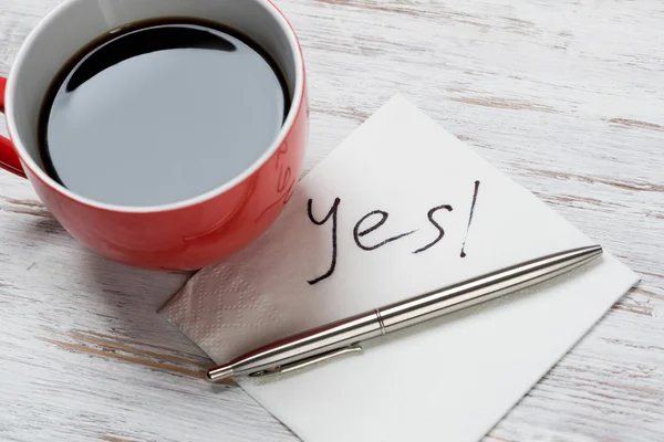 Message written on napkin — Stock Photo, Image