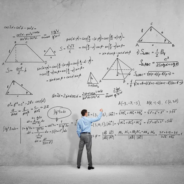 Man tekening wetenschap formules — Stockfoto