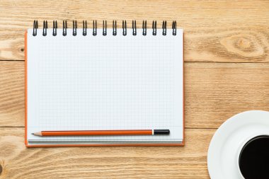 kahve ile boş not defteri