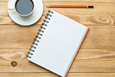kahve ile boş not defteri