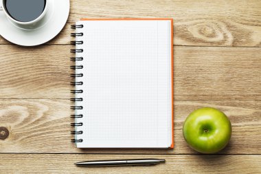 kahve ile boş not defteri