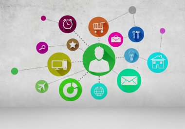 renkli uygulama simgeleri duvar