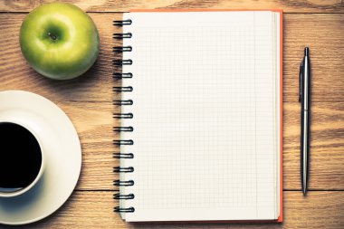 kahve ile boş not defteri