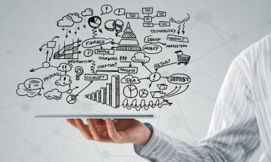 İşadamı demostrating strateji planı