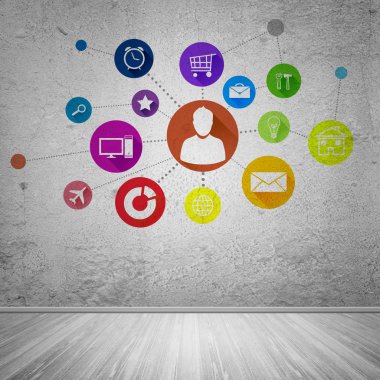 renkli uygulama simgeleri duvar