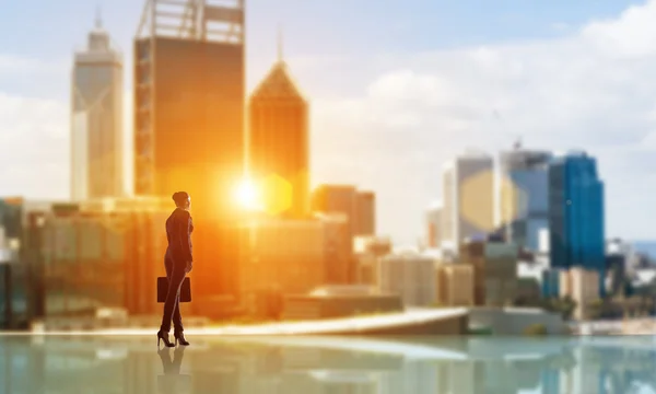 Businesswoman facing new day — Stock Photo, Image